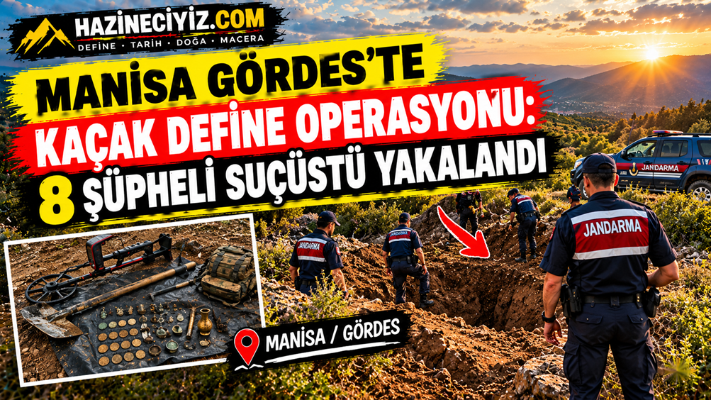 Manisa Gördes’te Kaçak Define Operasyonu: 8 Şüpheli Suçüstü Yakalandı