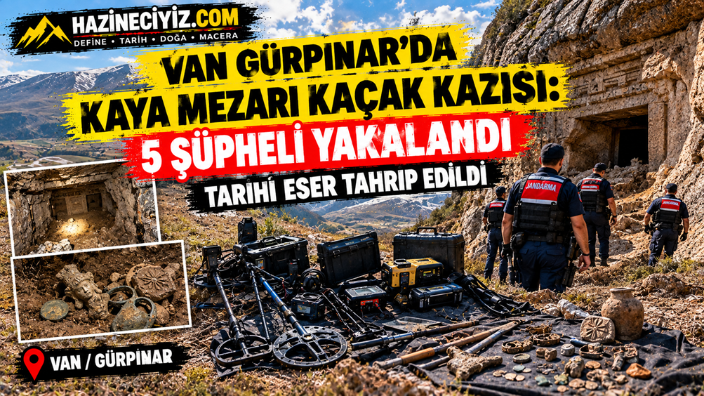 Van Gürpınar’da Kaya Mezarı Kaçak Kazısı: 5 Şüpheli Yakalandı, Tarihî Eser Tahrip Edildi